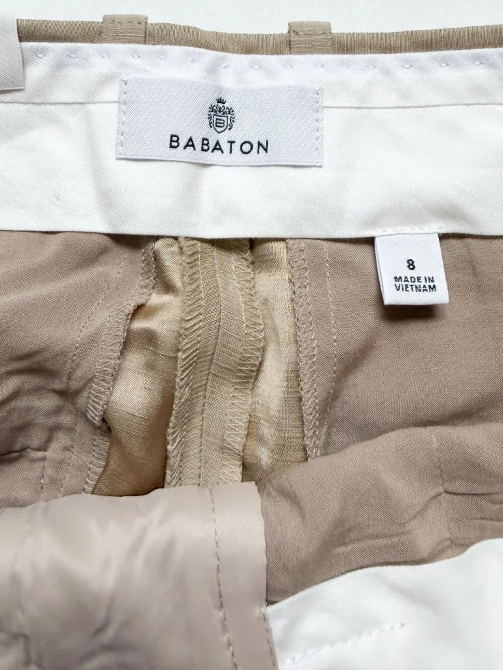 Aritzia Babaton Agency Linen High Rise Straight Leg Pant Humus Beige Size 8 NEW
